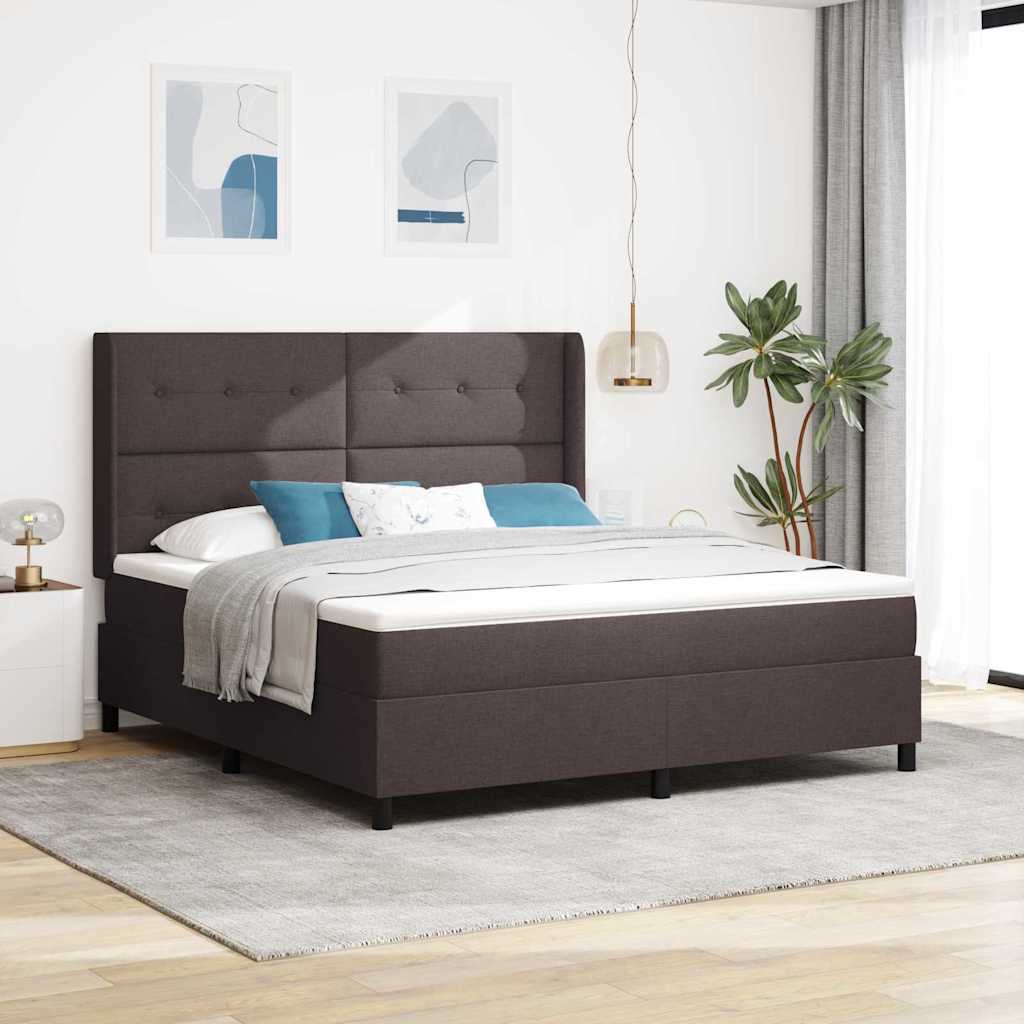 Boxrugós ágy párnával Sötét Barna 200 x 180 cm szövet