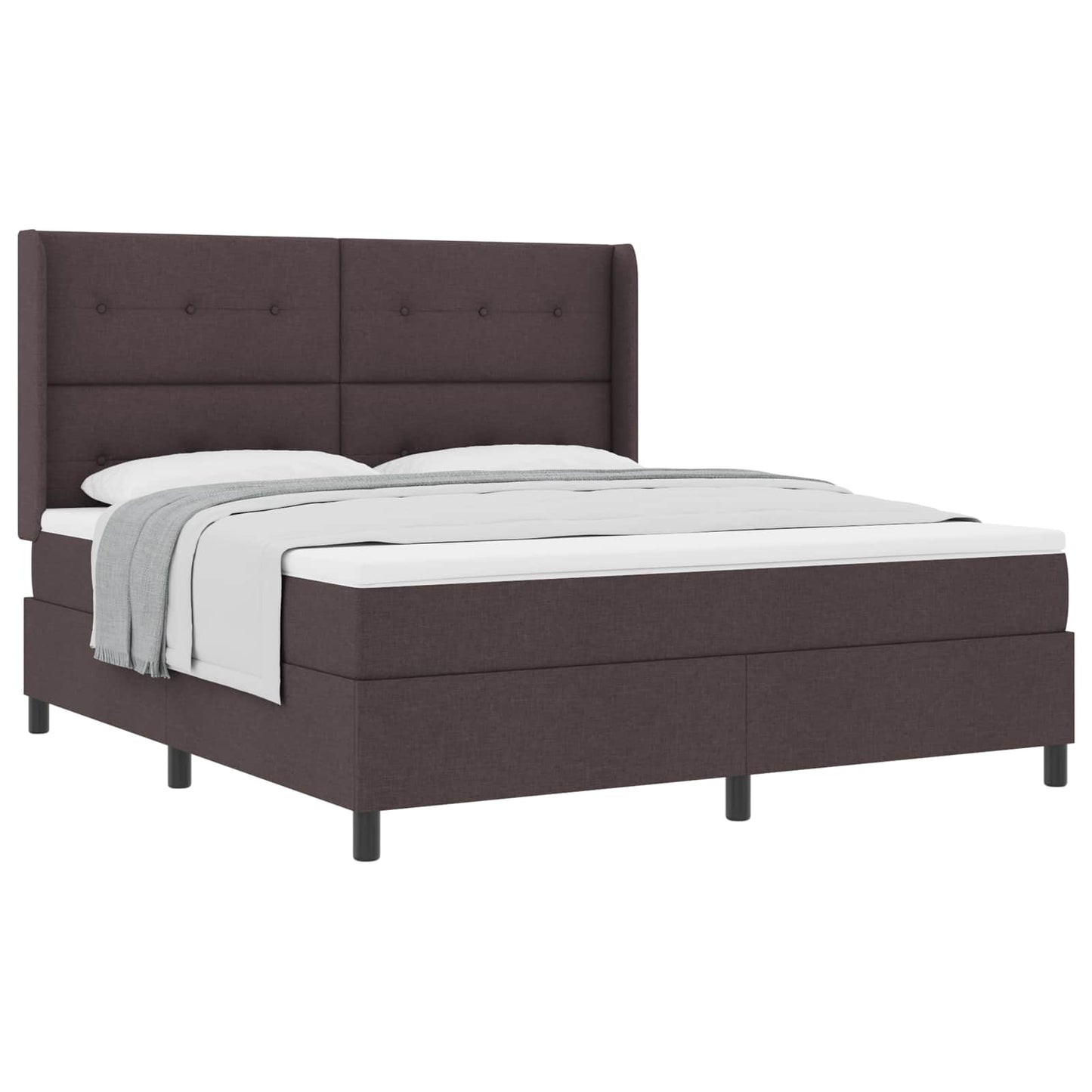 Boxrugós ágy párnával Sötét Barna 200 x 180 cm szövet