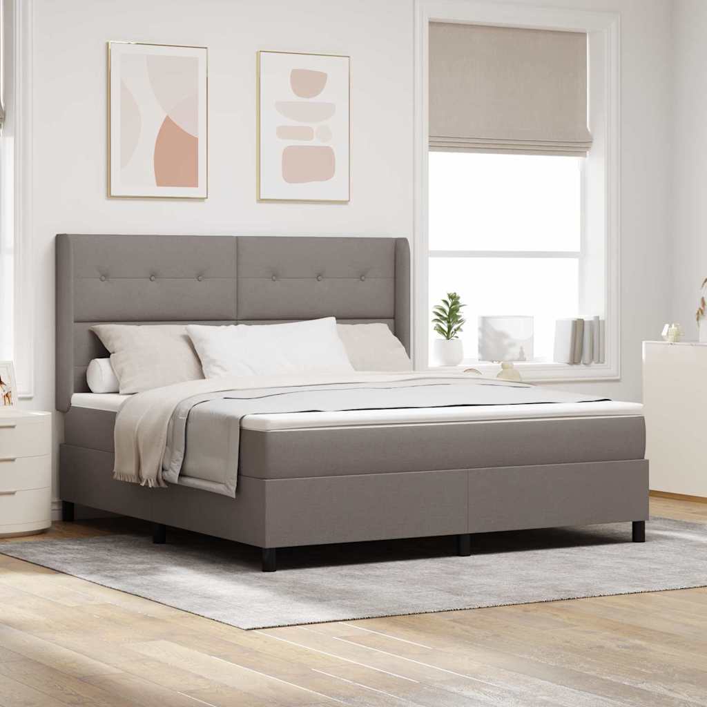 Boxrugós ágy párnával fejtámlával Tópszínű 200 x 180 cm szövet