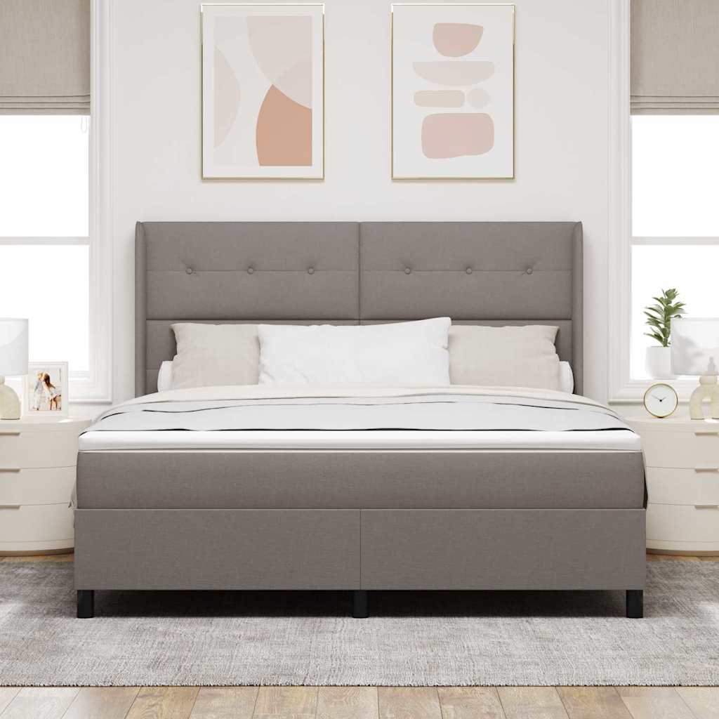 Boxrugós ágy párnával fejtámlával Tópszínű 200 x 180 cm szövet