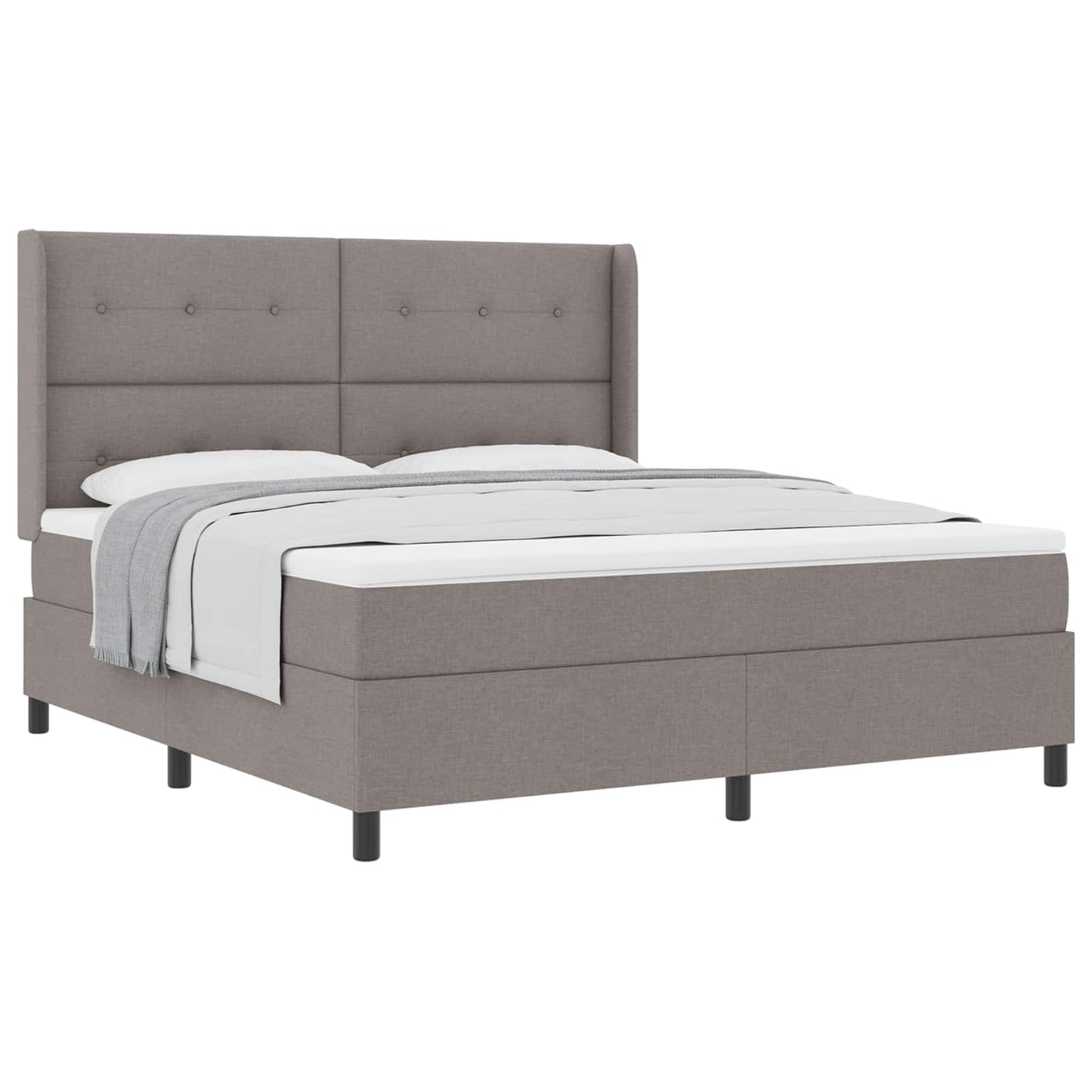 Boxrugós ágy párnával fejtámlával Tópszínű 200 x 180 cm szövet