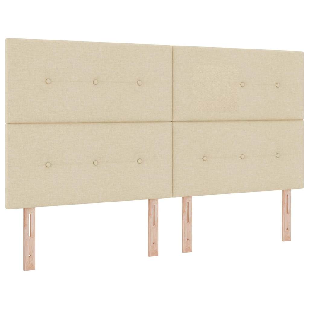 Boxrugós ágy párnával fejtámlával Krém 200 x 180 cm szövet