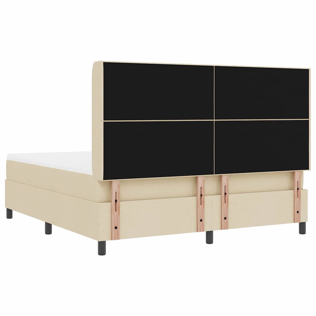 Boxrugós ágy párnával fejtámlával Krém 200 x 180 cm szövet