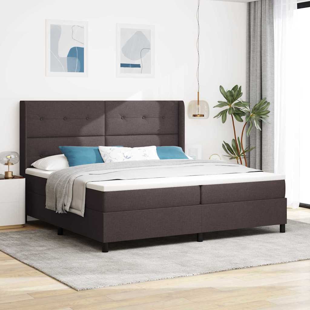 Boxrugós ágy párnával Sötét Barna 200 x 200 cm szövet