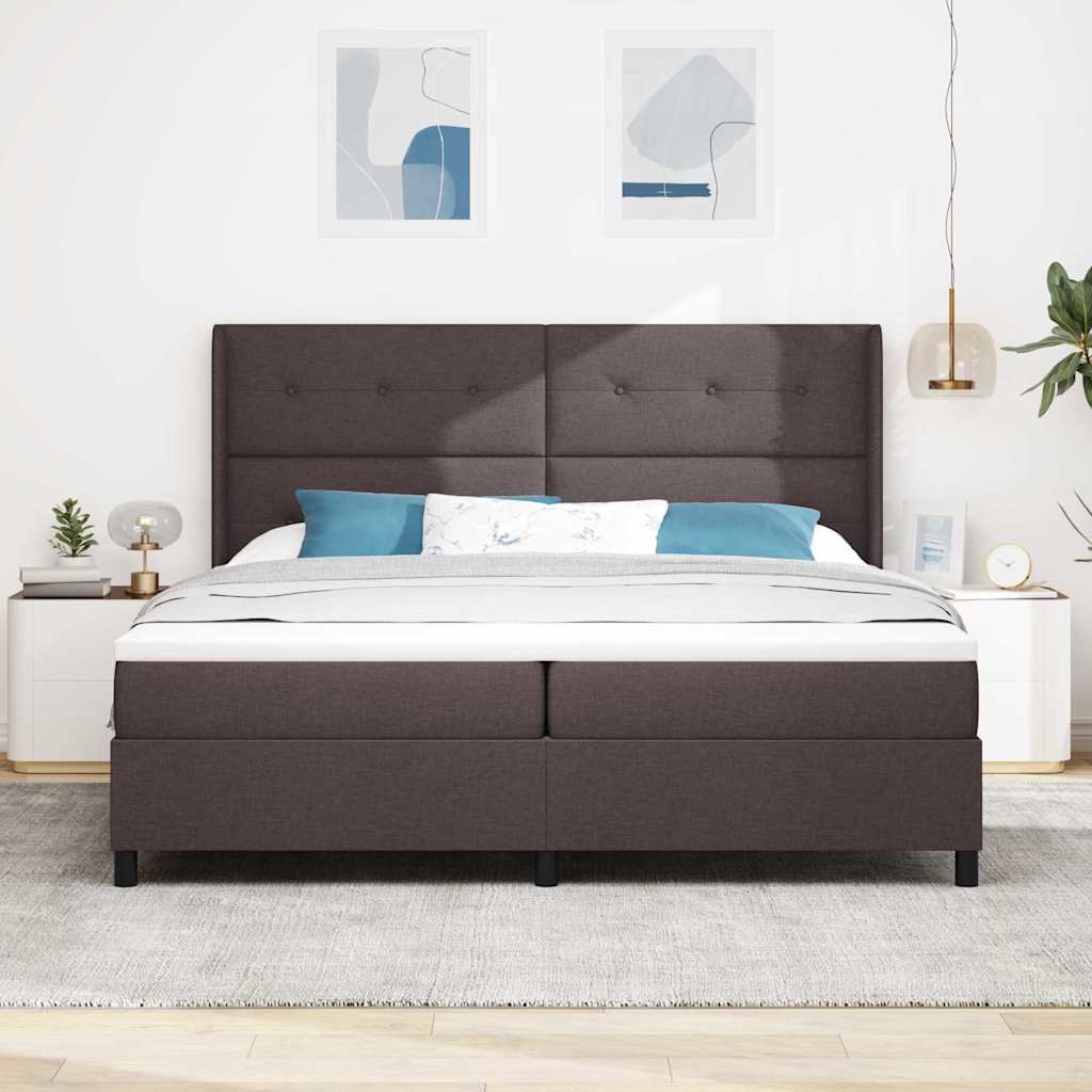 Boxrugós ágy párnával Sötét Barna 200 x 200 cm szövet