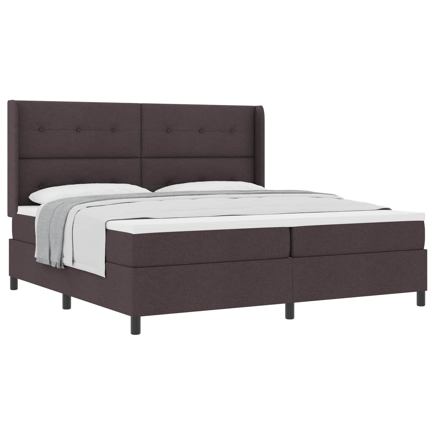 Boxrugós ágy párnával Sötét Barna 200 x 200 cm szövet