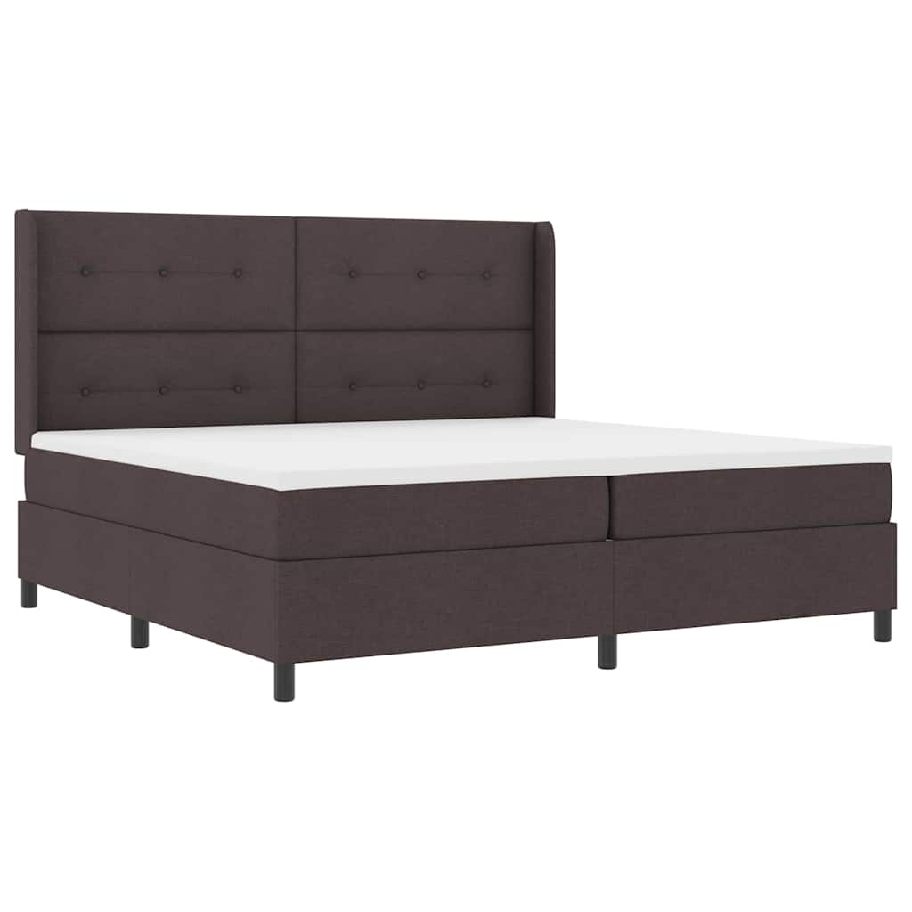 Boxrugós ágy párnával Sötét Barna 200 x 200 cm szövet