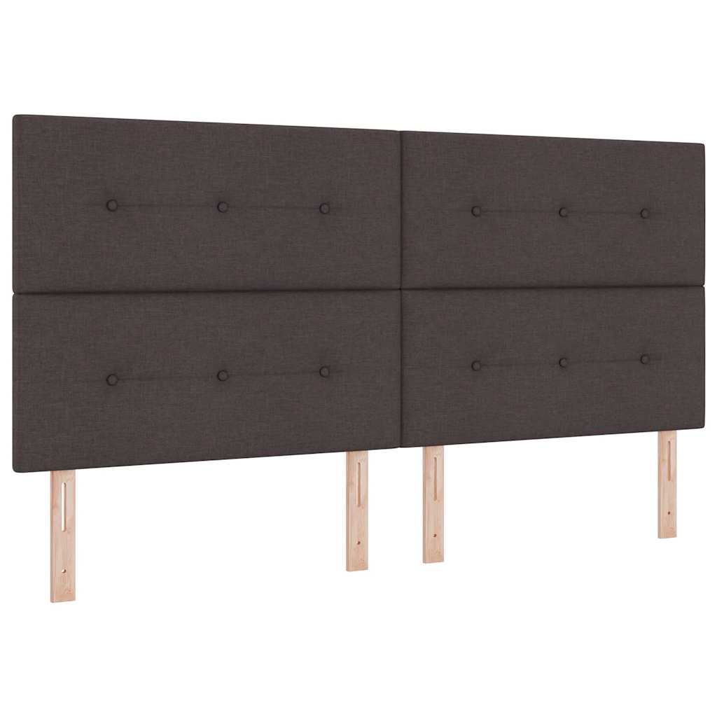 Boxrugós ágy párnával Sötét Barna 200 x 200 cm szövet