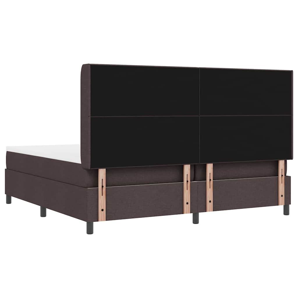 Boxrugós ágy párnával Sötét Barna 200 x 200 cm szövet