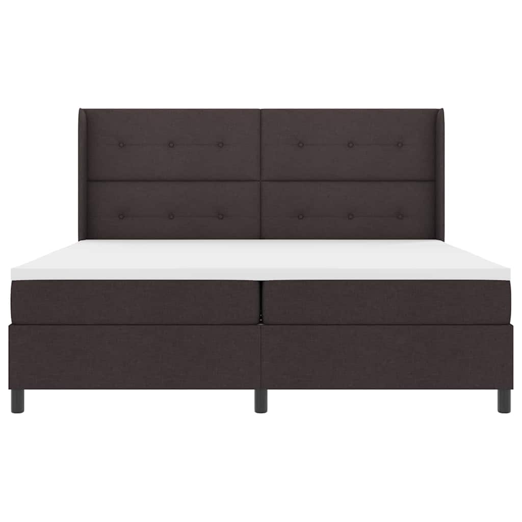 Boxrugós ágy párnával Sötét Barna 200 x 200 cm szövet