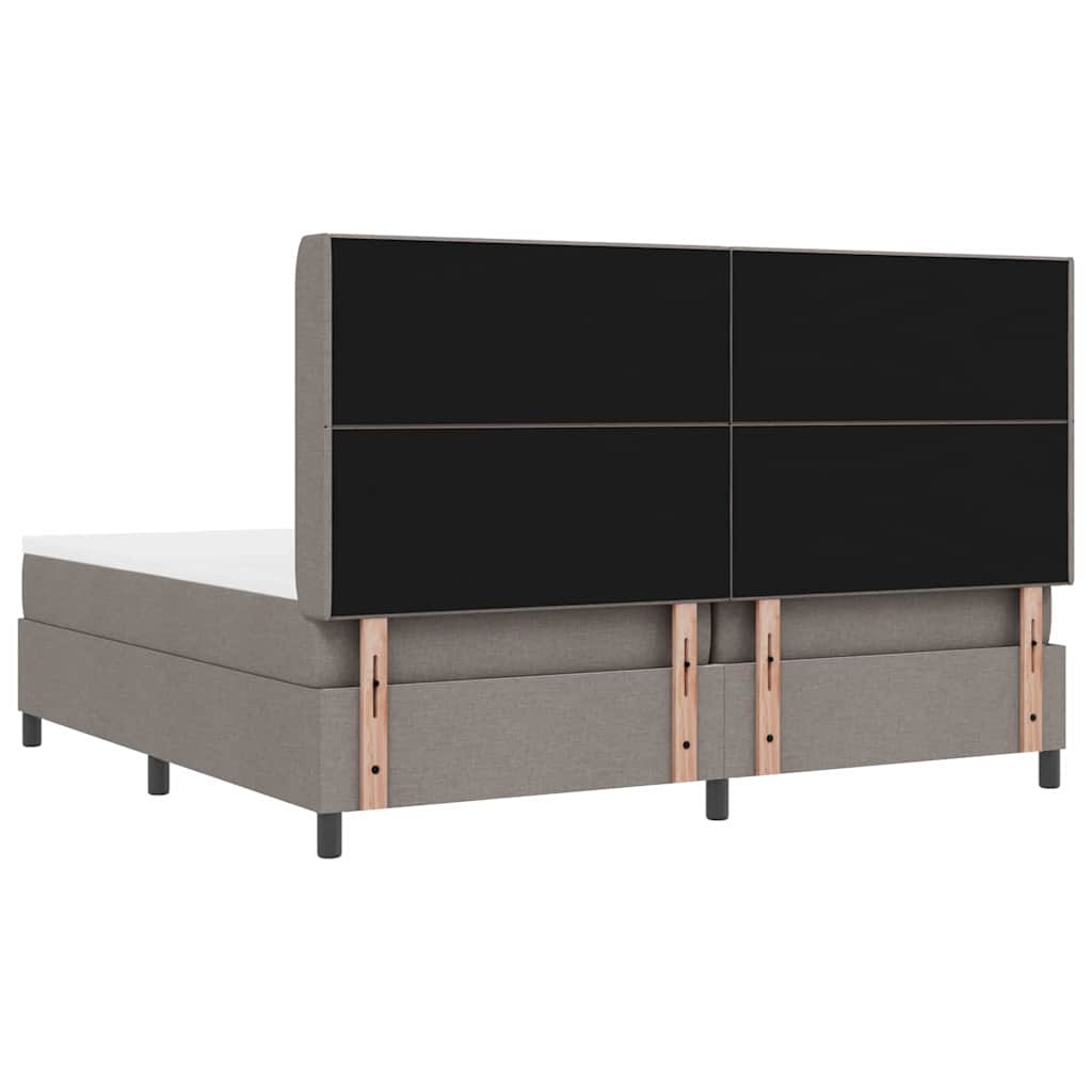 Boxrugós ágy párnával fejtámlával Tópszínű 200 x 200 cm szövet