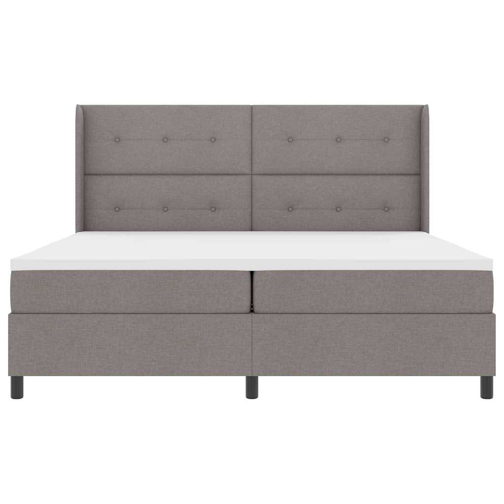 Boxrugós ágy párnával fejtámlával Tópszínű 200 x 200 cm szövet