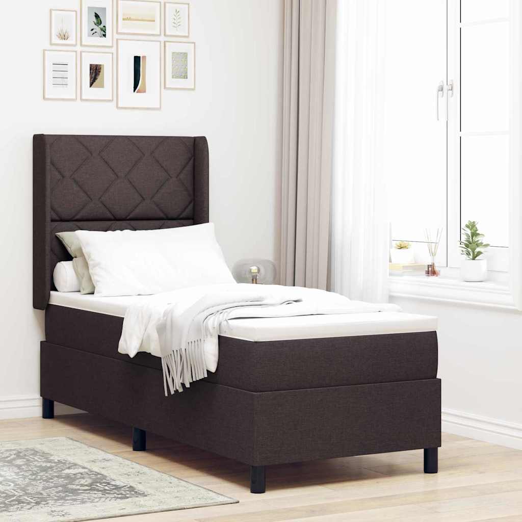 Boxrugós ágy párnával Sötét Barna 200 x 80 cm szövet