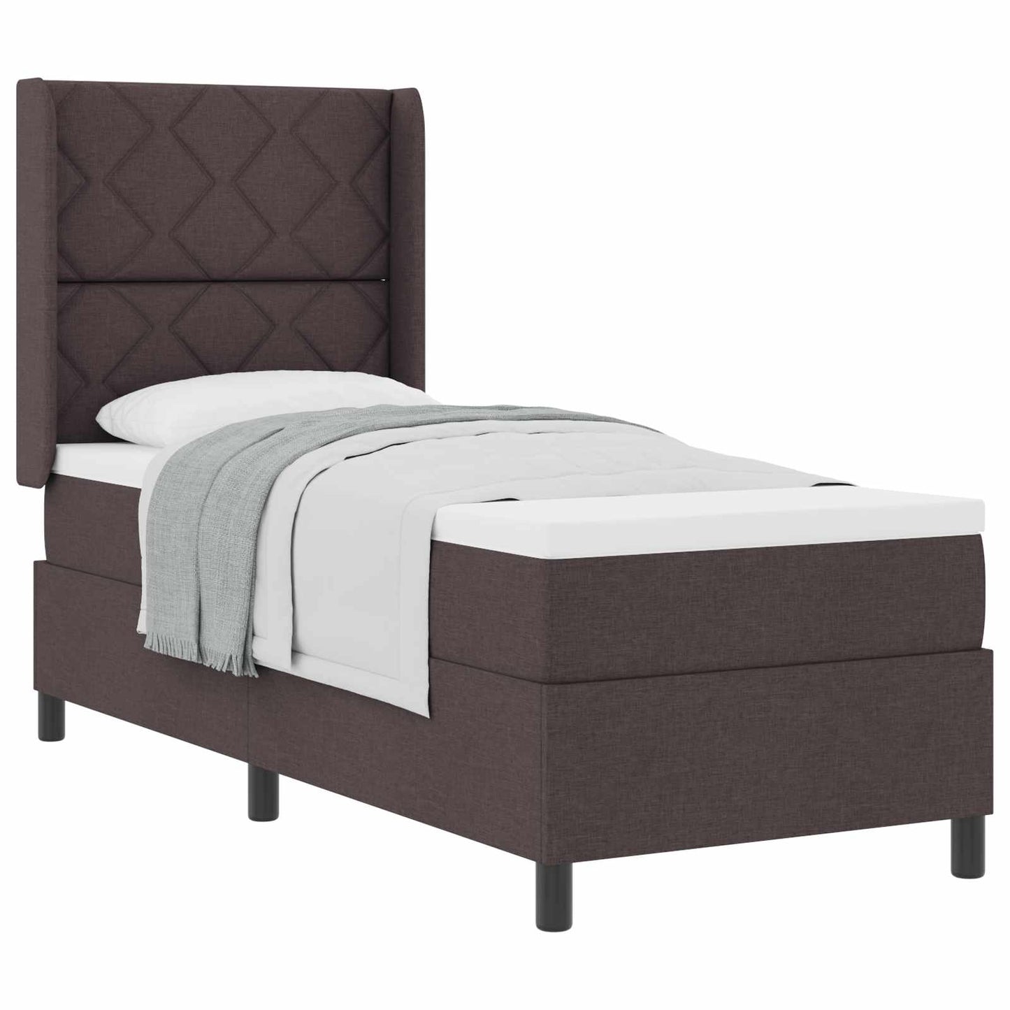Boxrugós ágy párnával Sötét Barna 200 x 80 cm szövet