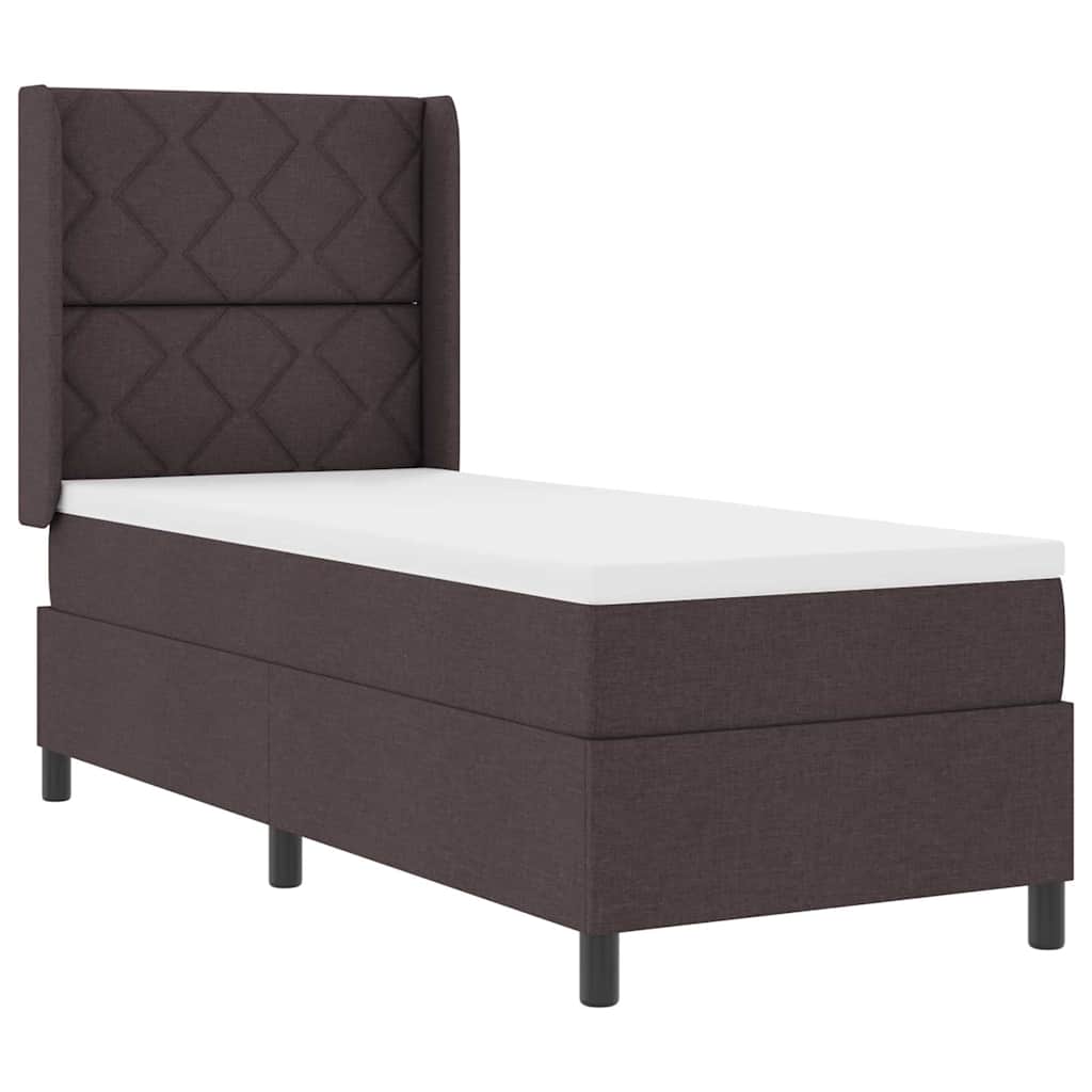 Boxrugós ágy párnával Sötét Barna 200 x 80 cm szövet