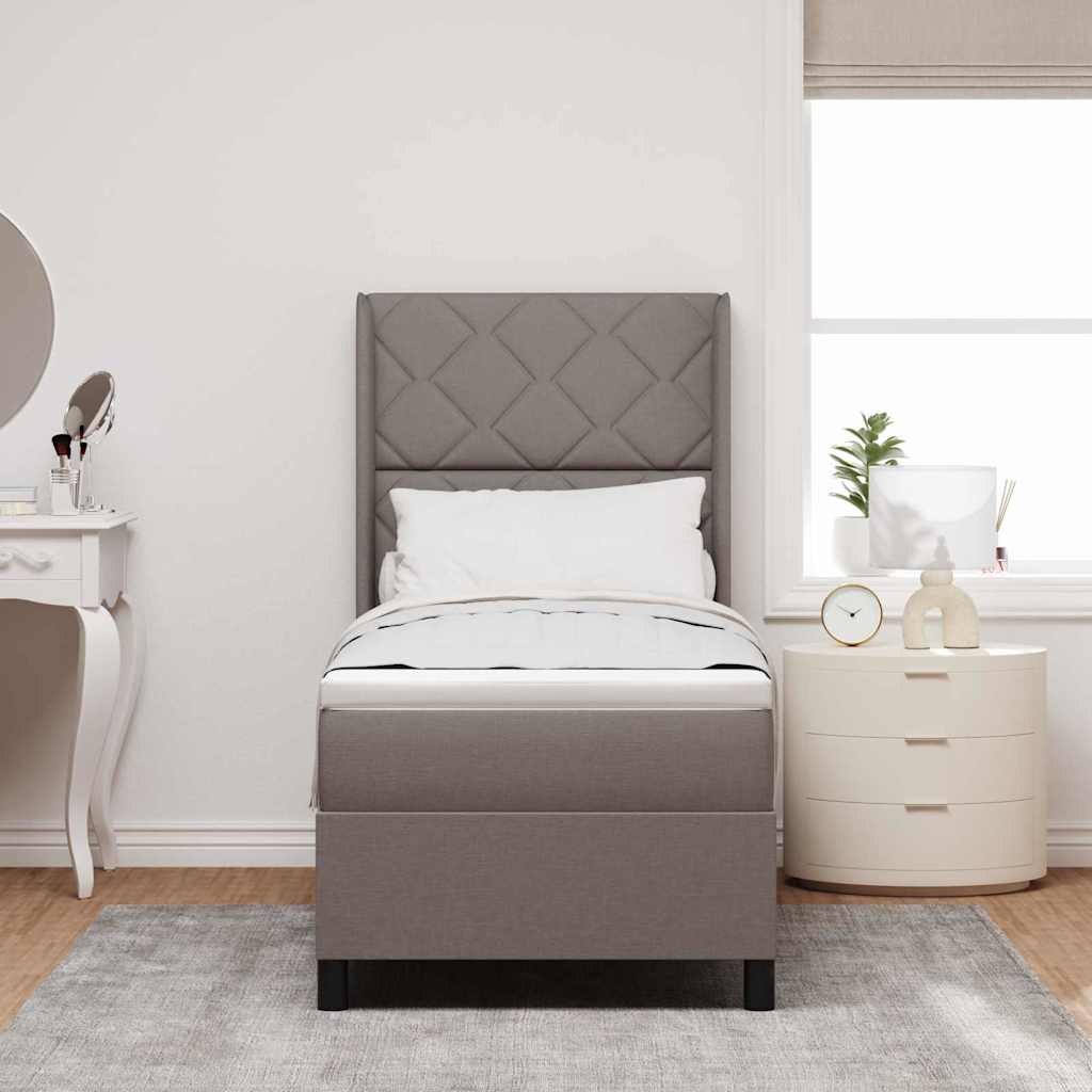 Boxrugós ágy párnával fejtámlával Tópszínű 200 x 80 cm szövet