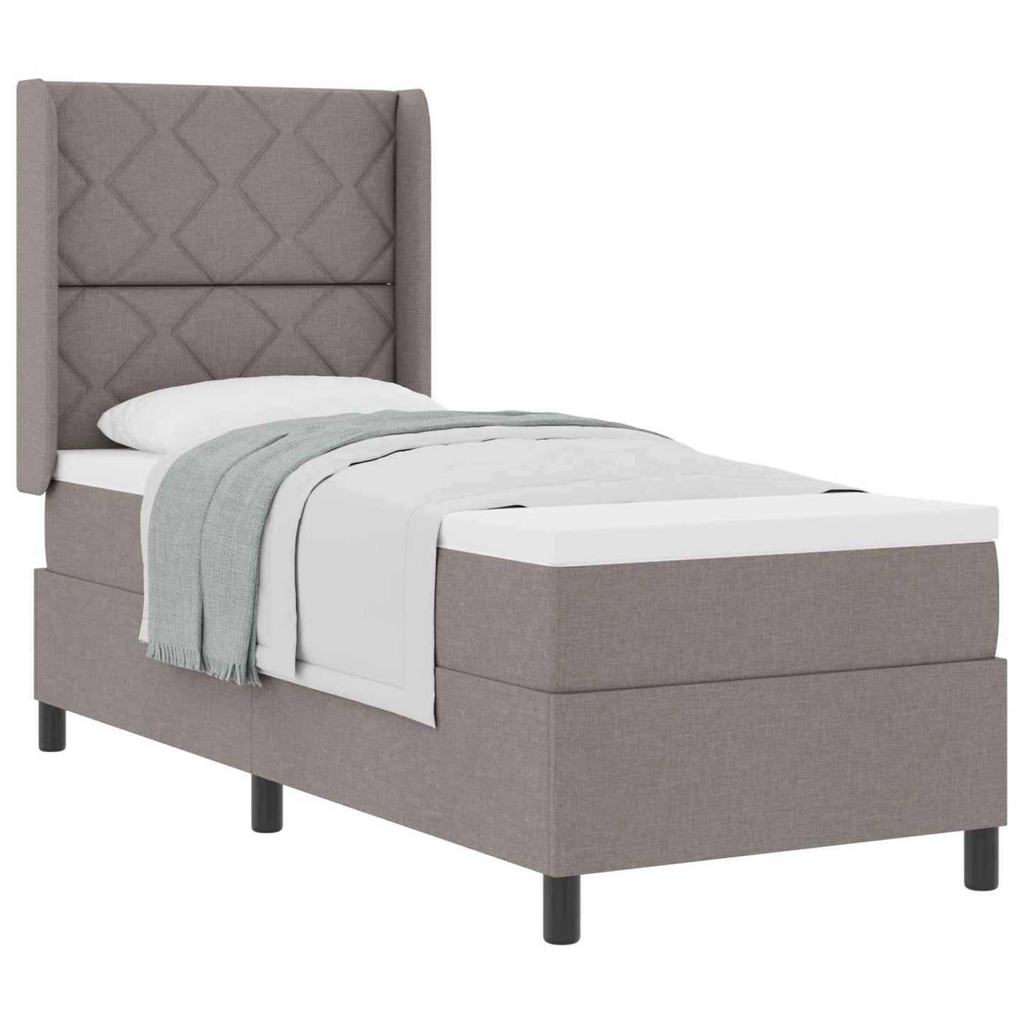 Boxrugós ágy párnával fejtámlával Tópszínű 200 x 80 cm szövet