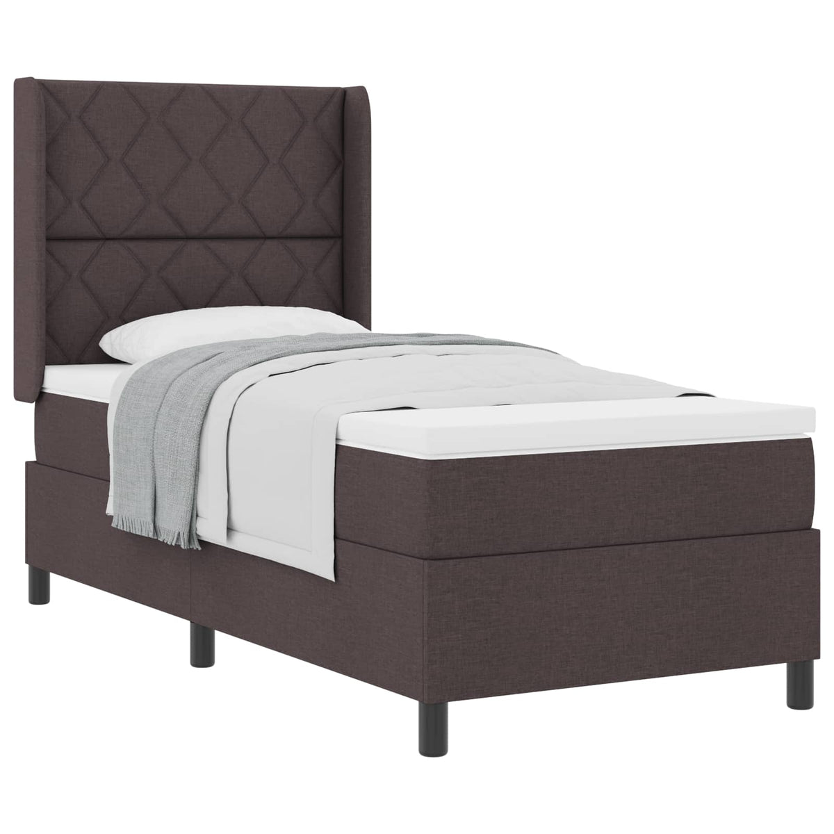 Boxrugós ágy párnával Sötét Barna 200 x 90 cm szövet