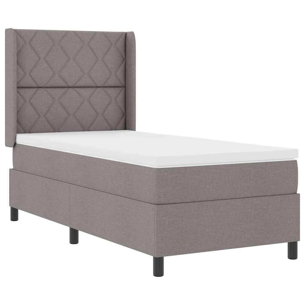 Boxrugós ágy párnával fejtámlával Tópszínű 200 x 90 cm szövet