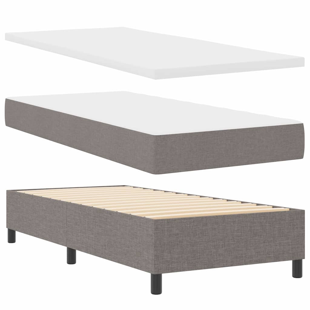 Boxrugós ágy párnával fejtámlával Tópszínű 200 x 90 cm szövet