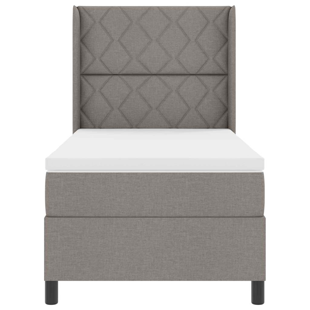 Boxrugós ágy párnával fejtámlával Tópszínű 200 x 90 cm szövet