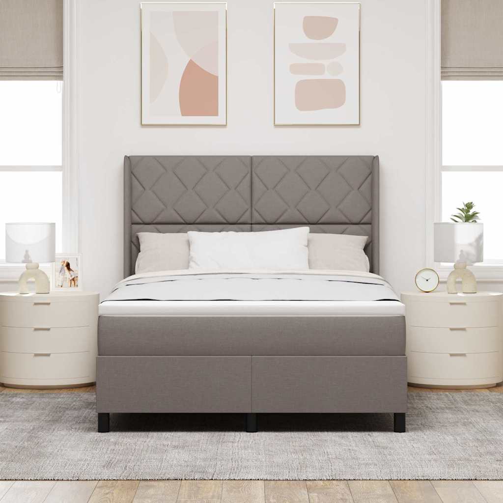 Boxrugós ágy párnával fejtámlával Tópszínű 190 x 140 cm szövet
