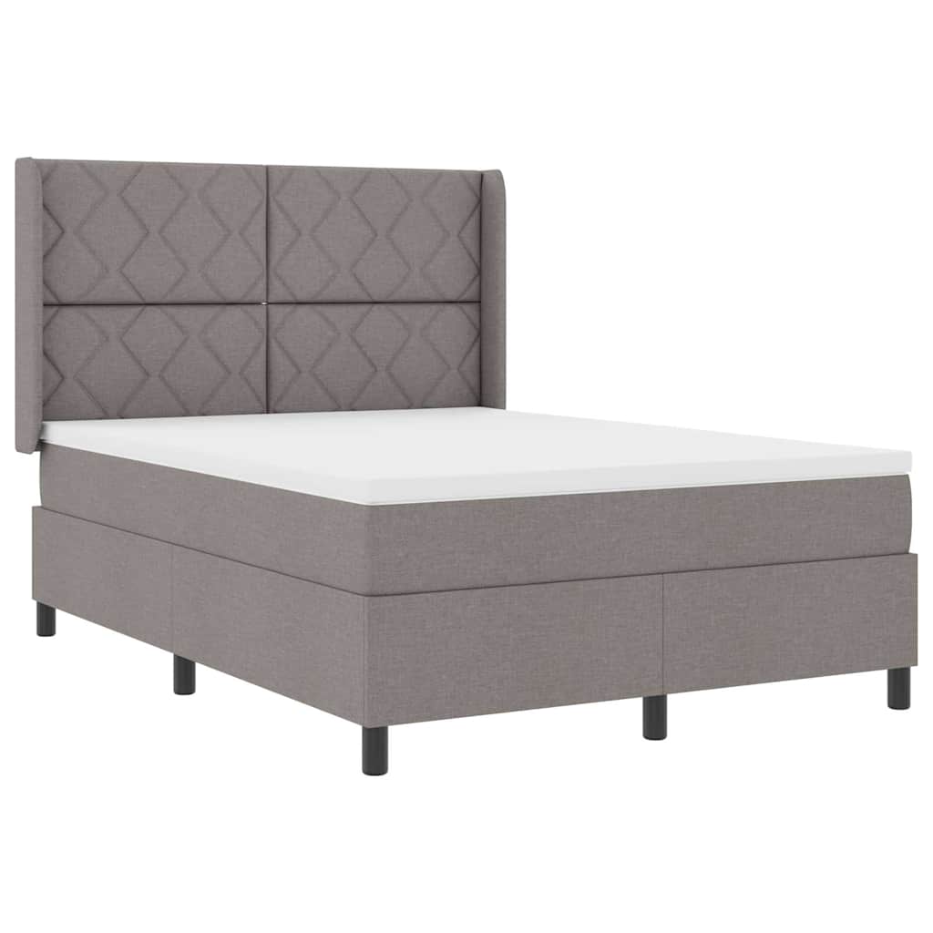 Boxrugós ágy párnával fejtámlával Tópszínű 190 x 140 cm szövet