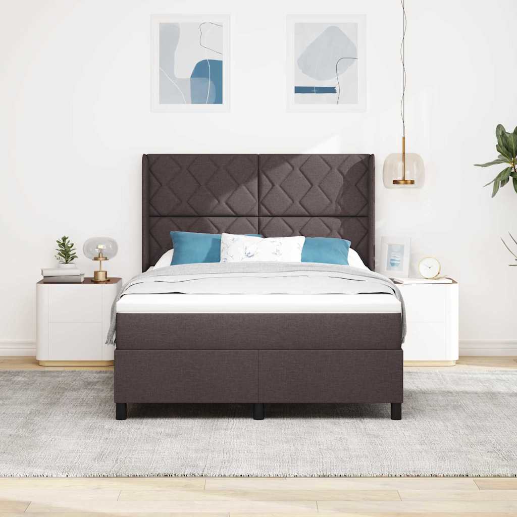 Boxrugós ágy párnával Sötét Barna 200 x 140 cm szövet
