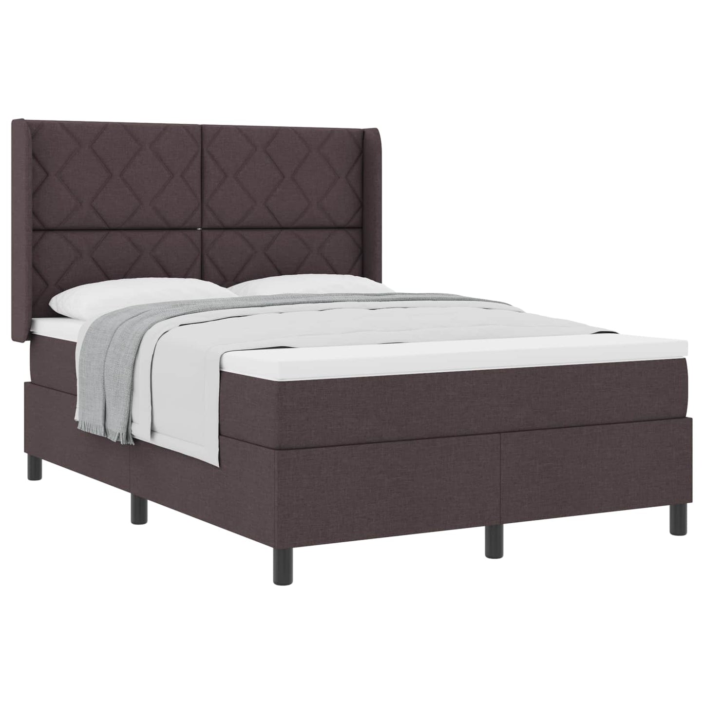 Boxrugós ágy párnával Sötét Barna 200 x 140 cm szövet