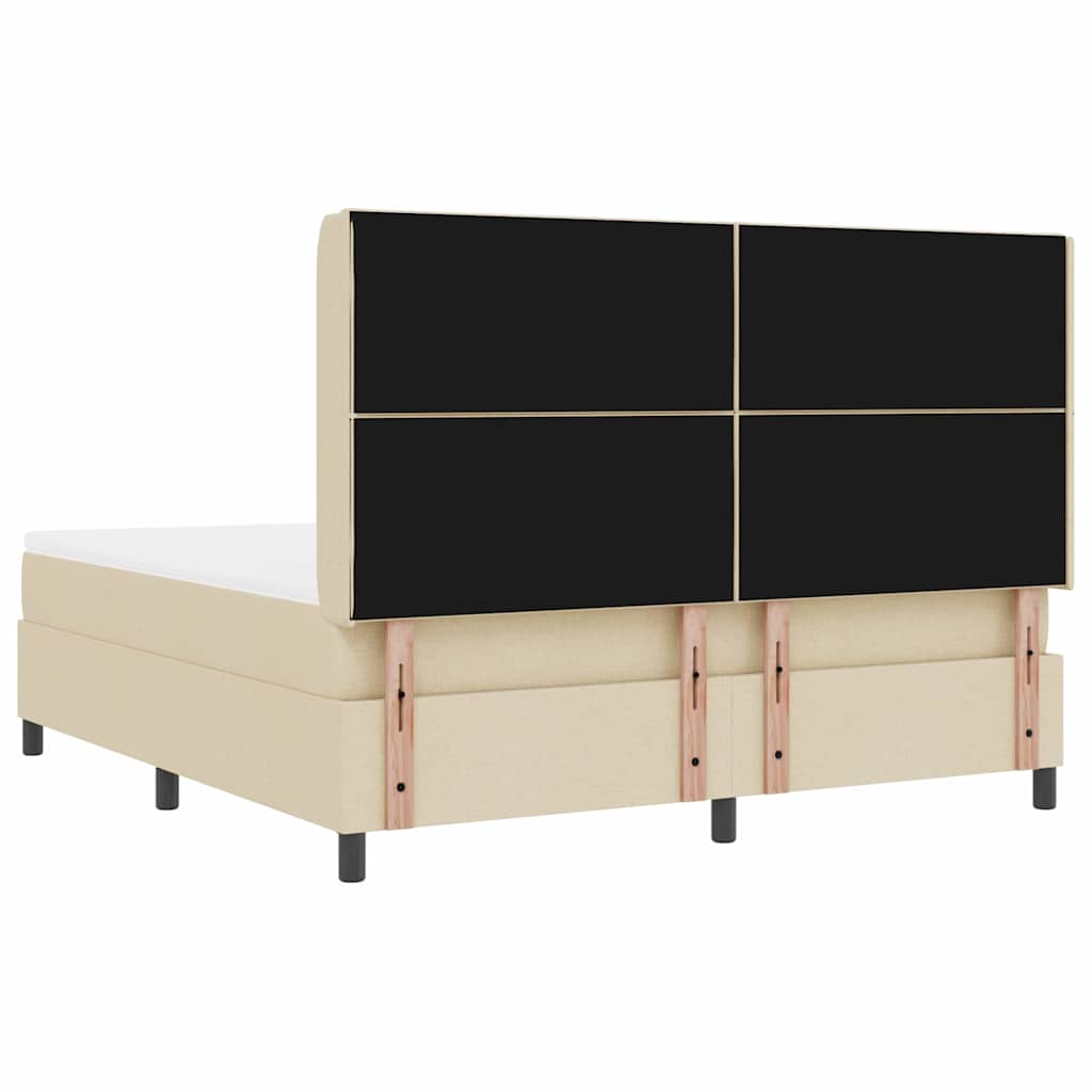 Boxrugós ágy párnával fejtámlával Krém 200 x 180 cm szövet