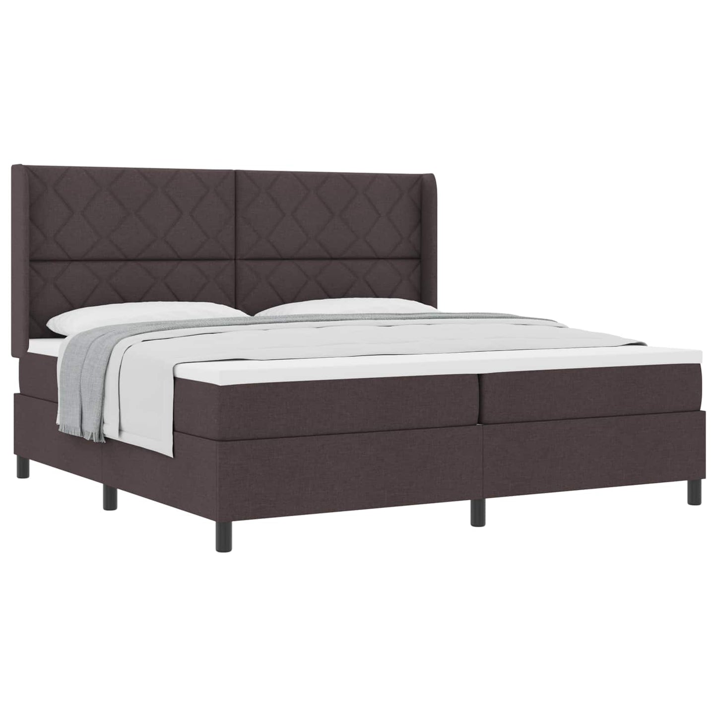Boxrugós ágy párnával Sötét Barna 200 x 200 cm szövet