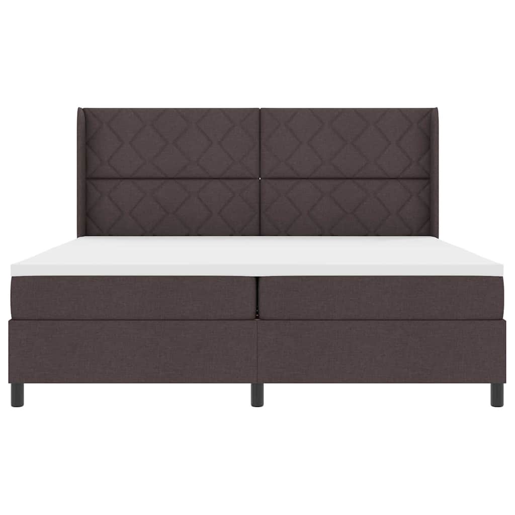 Boxrugós ágy párnával Sötét Barna 200 x 200 cm szövet