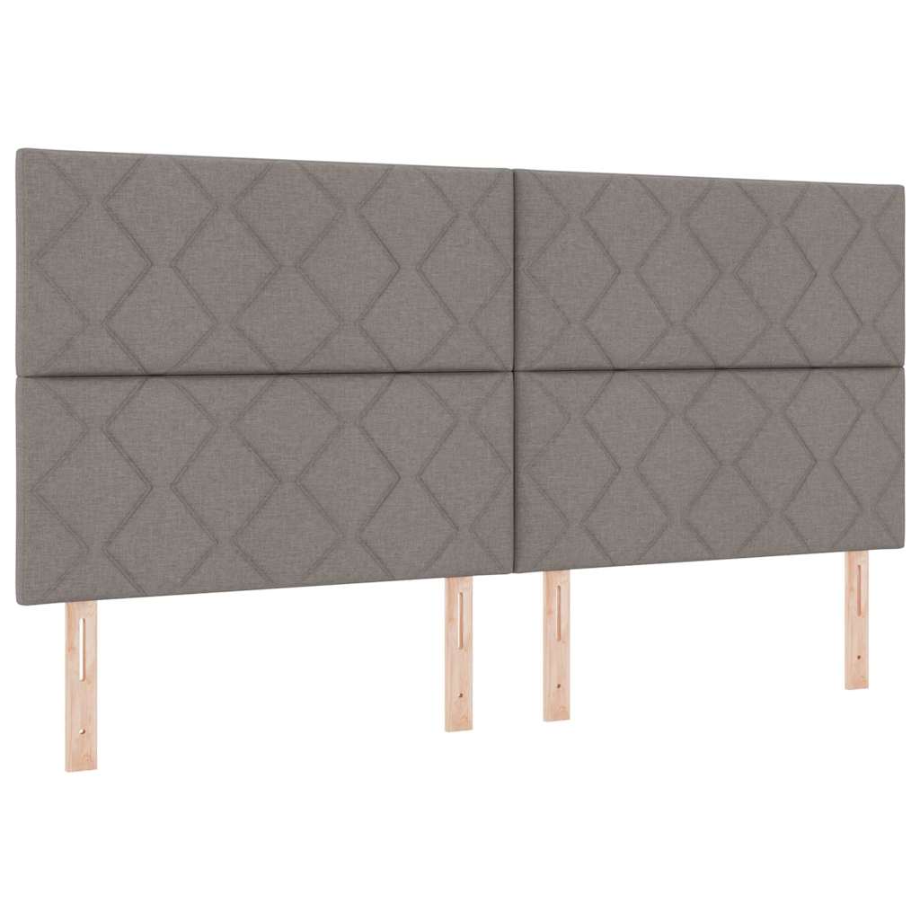 Boxrugós ágy párnával fejtámlával Tópszínű 200 x 200 cm szövet