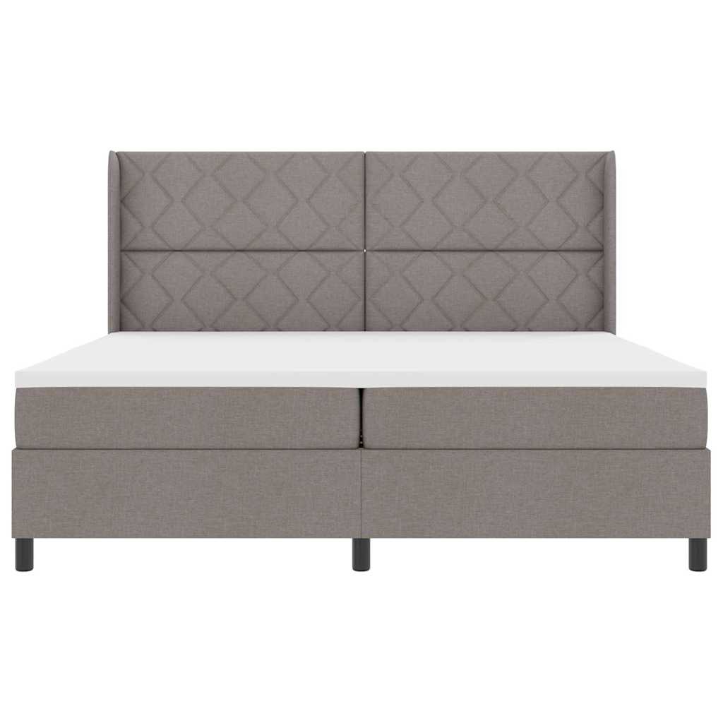 Boxrugós ágy párnával fejtámlával Tópszínű 200 x 200 cm szövet