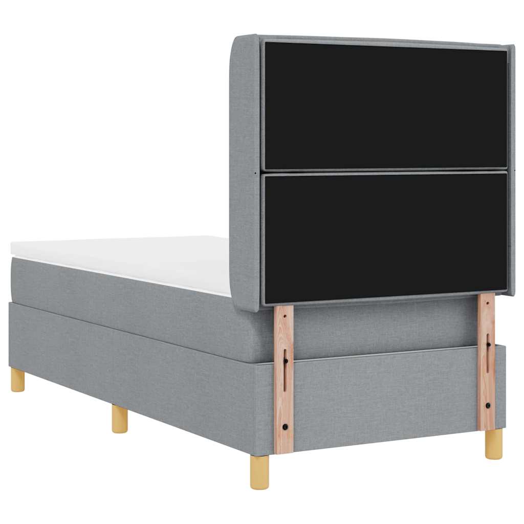 Boxrugós ágy fejtámlával Világosszürke 100 x 200 cm szövet