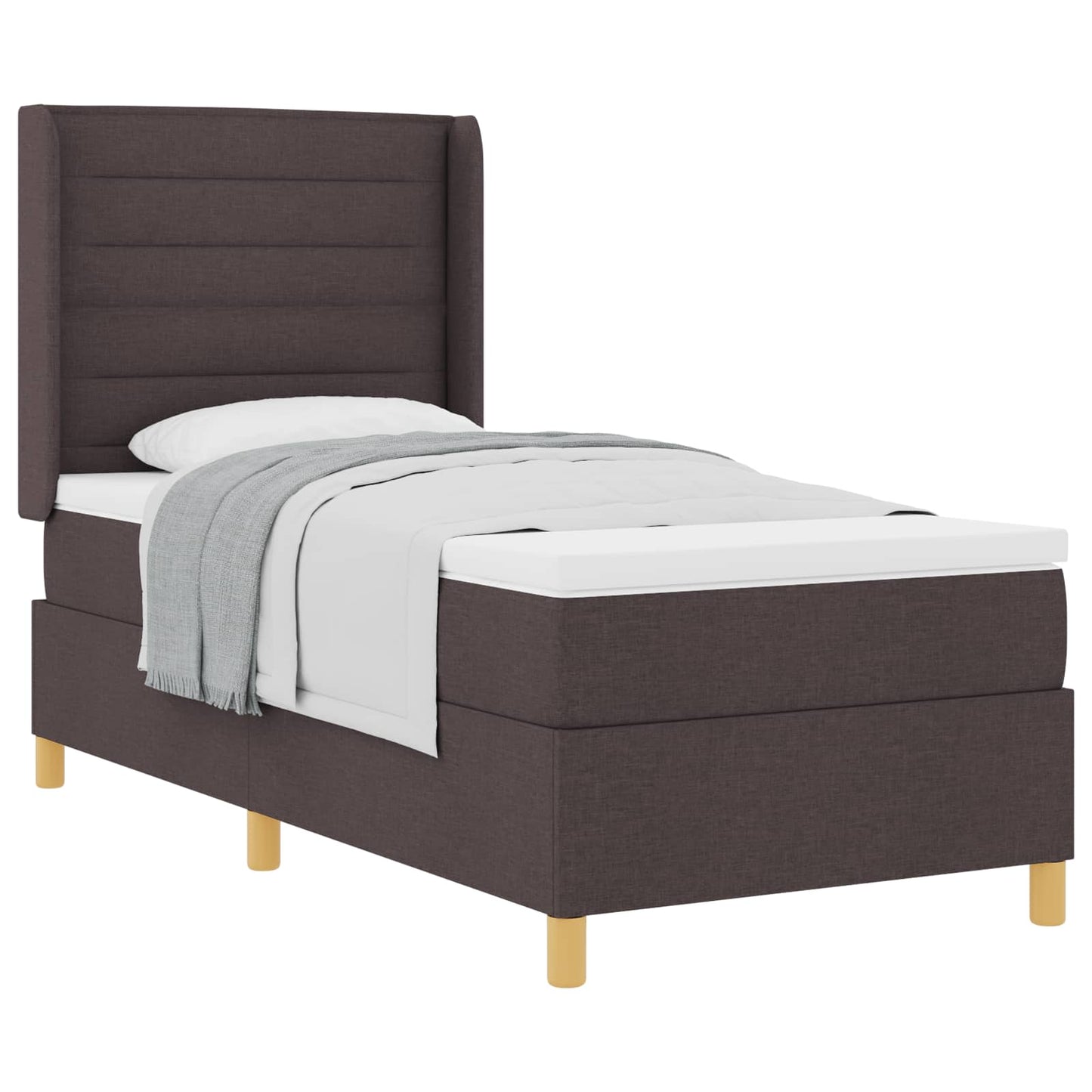Boxrugós ágy matracmal Sötét Barna 100 x 200 cm szövet