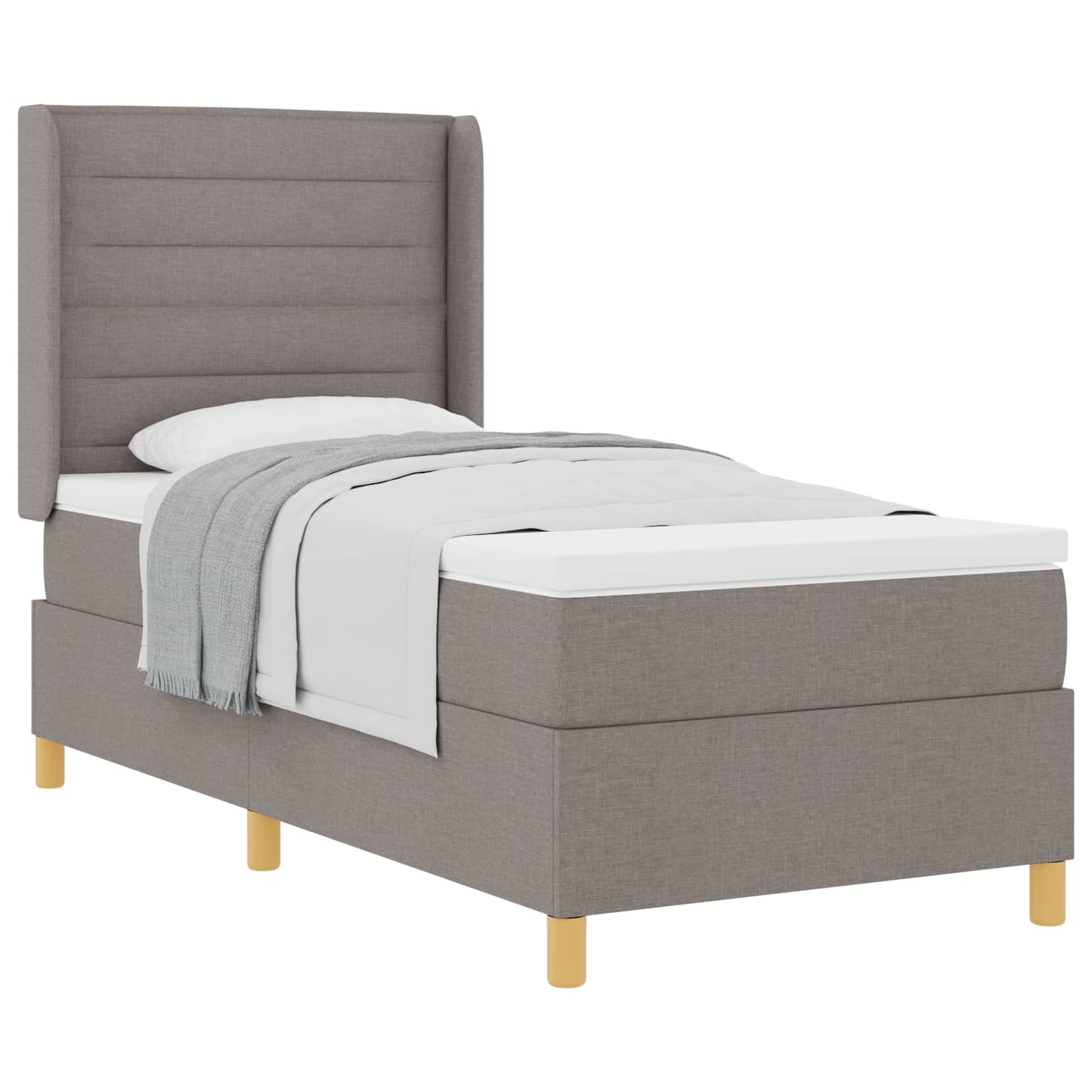 Boxrugós ágy matracmal fejtámlával Tópszínű 100 x 200 cm szövet