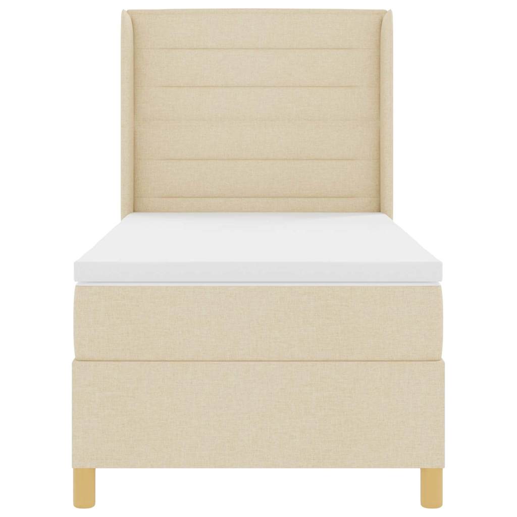 Boxrugós ágy matracmal fejtámlával Krém 100 x 200 cm szövet