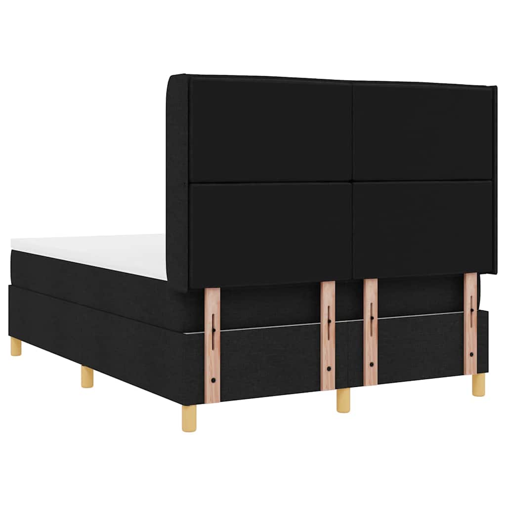 Boxrugós ágy matracmal fejtámlával Fekete 140 x 190 cm szövet