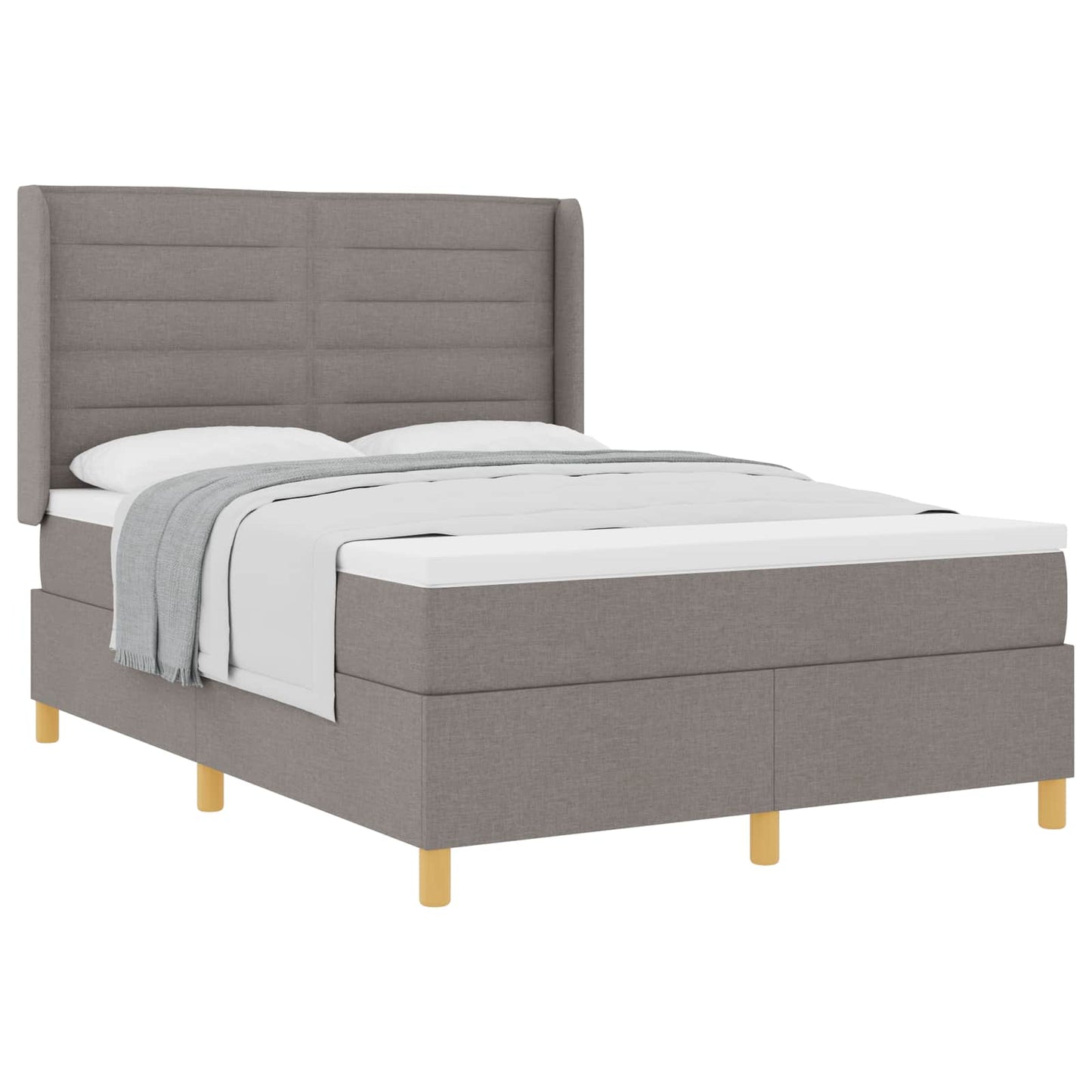 Boxrugós ágy matracmal fejtámlával Tópszínű 140 x 190 cm szövet