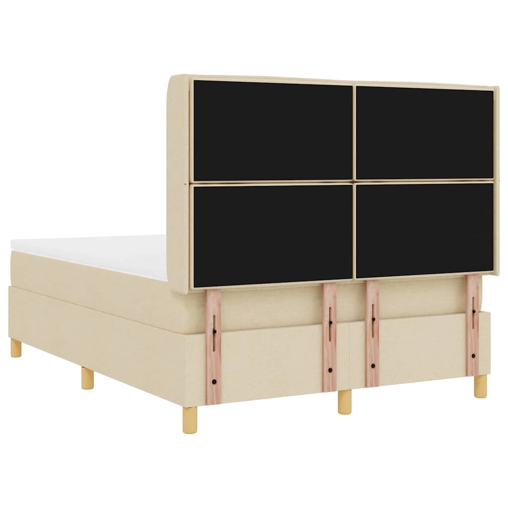 Boxrugós ágy matracmal fejtámlával Krém 140 x 190 cm szövet