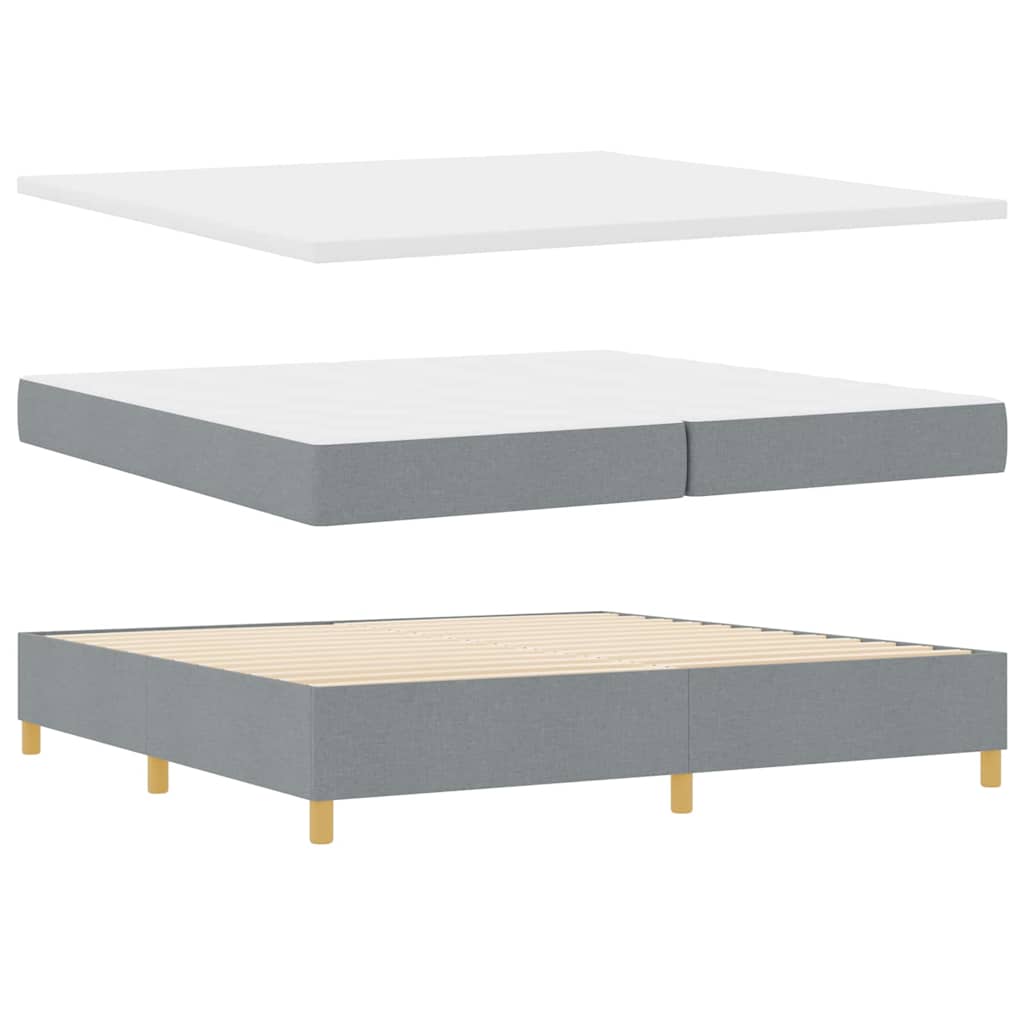 Boxrugós ágy matracmal Világosszürke 200 x 200 cm szövet