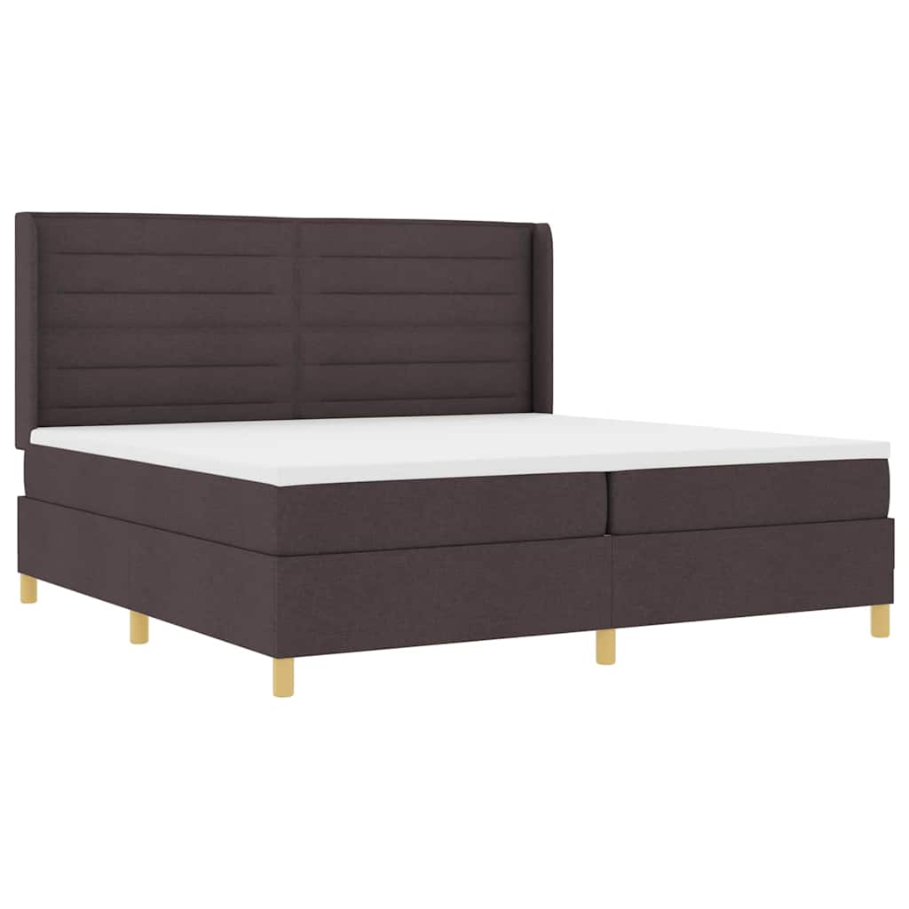 Boxrugós ágy matracmal Sötét Barna 200 x 200 cm szövet
