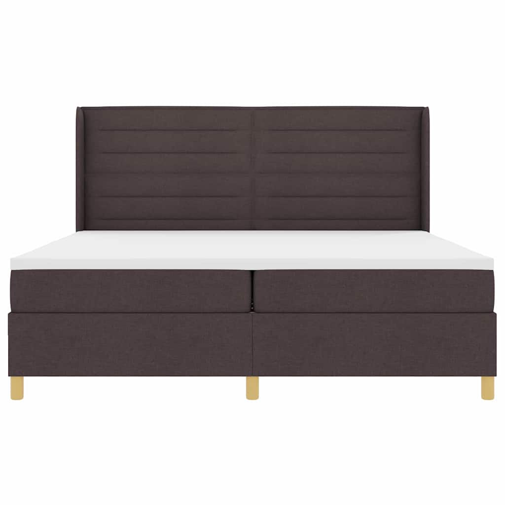 Boxrugós ágy matracmal Sötét Barna 200 x 200 cm szövet