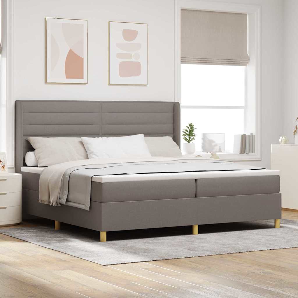 Boxrugós ágy fejtámlával Tópszínű 200 x 200 cm szövet