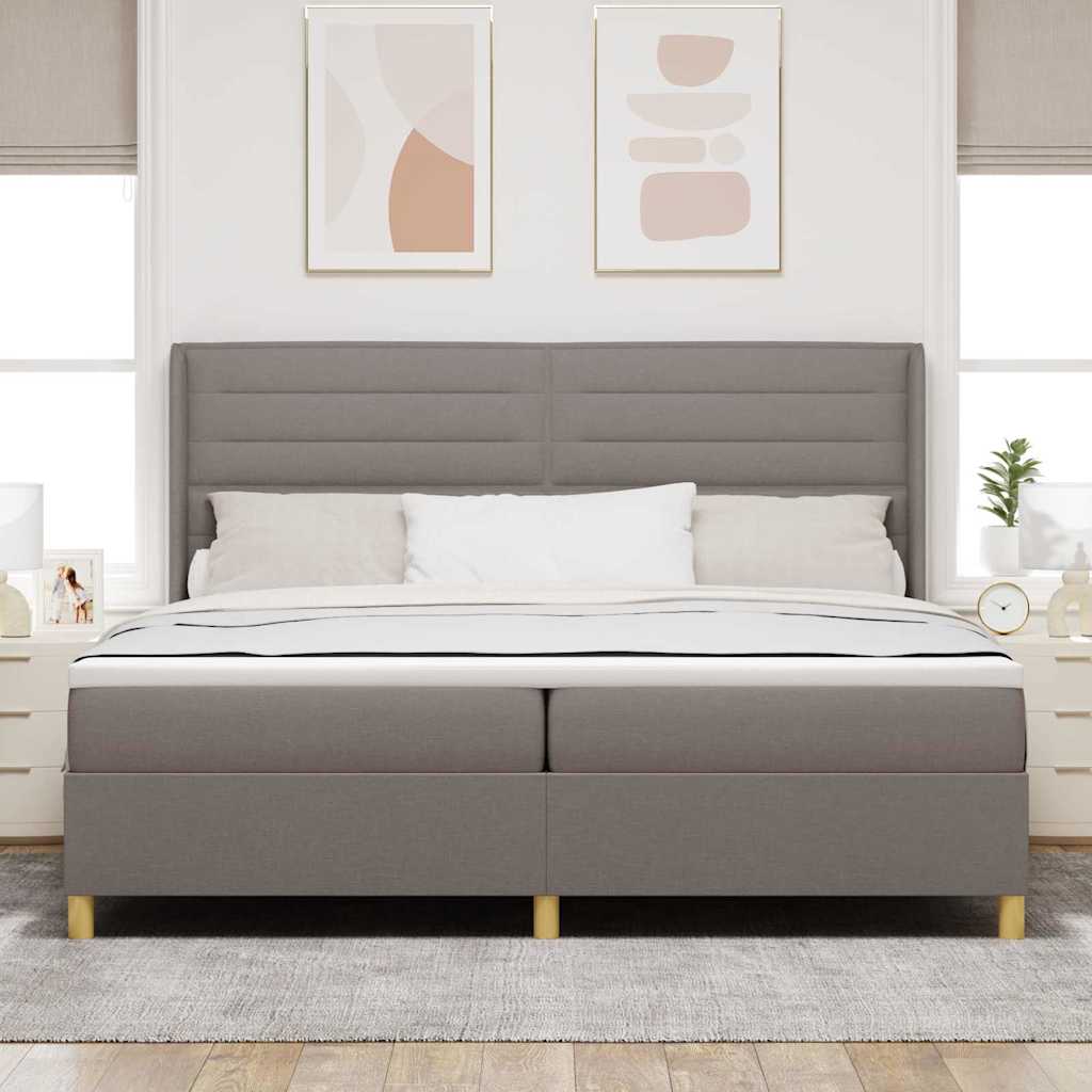 Boxrugós ágy fejtámlával Tópszínű 200 x 200 cm szövet