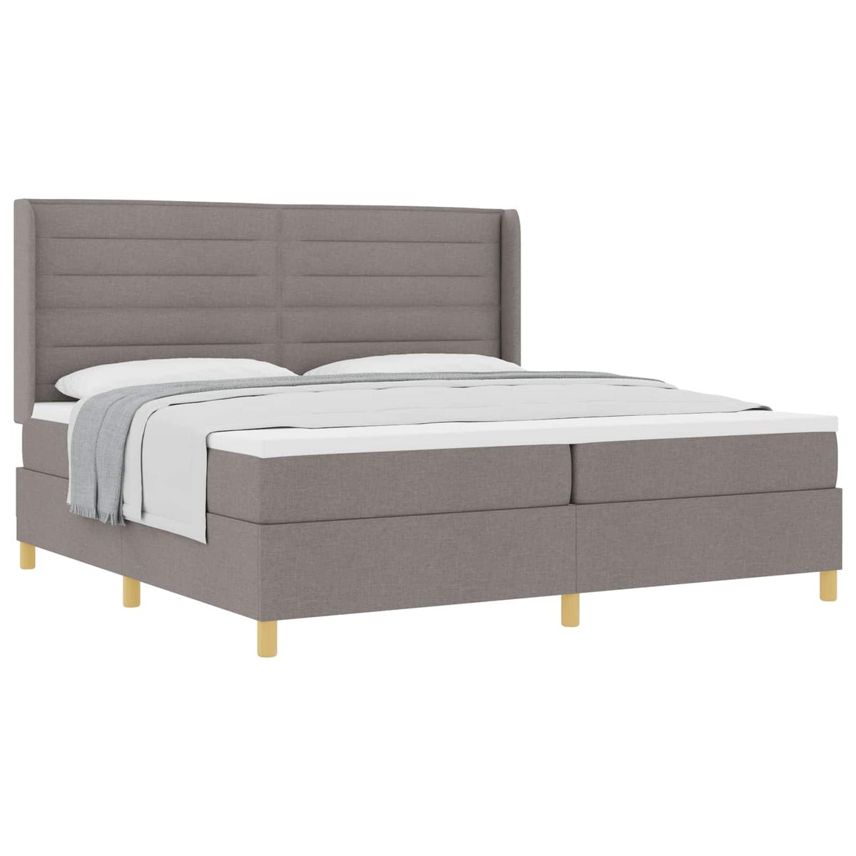Boxrugós ágy fejtámlával Tópszínű 200 x 200 cm szövet