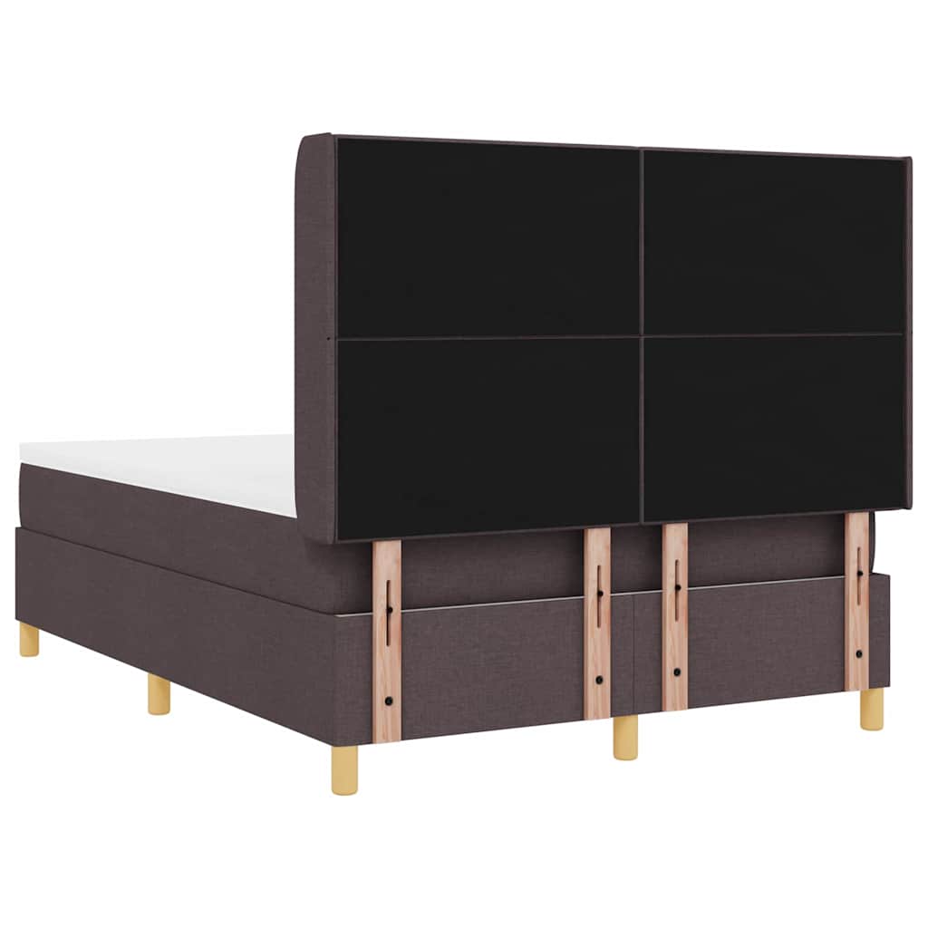 Boxrugós ágy fejtámlával Sötét Barna 160 x 200 cm szövet