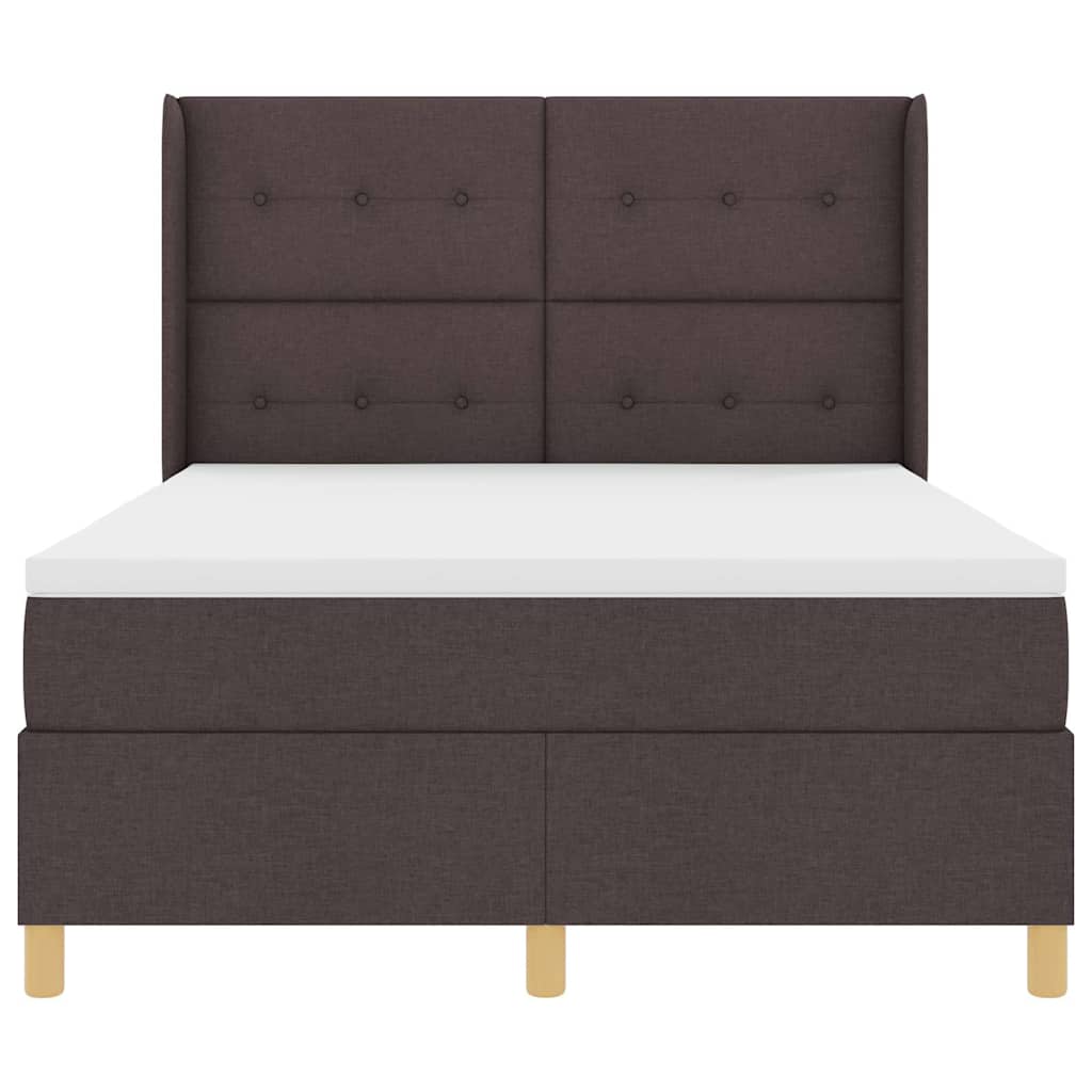 Boxrugós ágy fejtámlával Sötét Barna 160 x 200 cm szövet