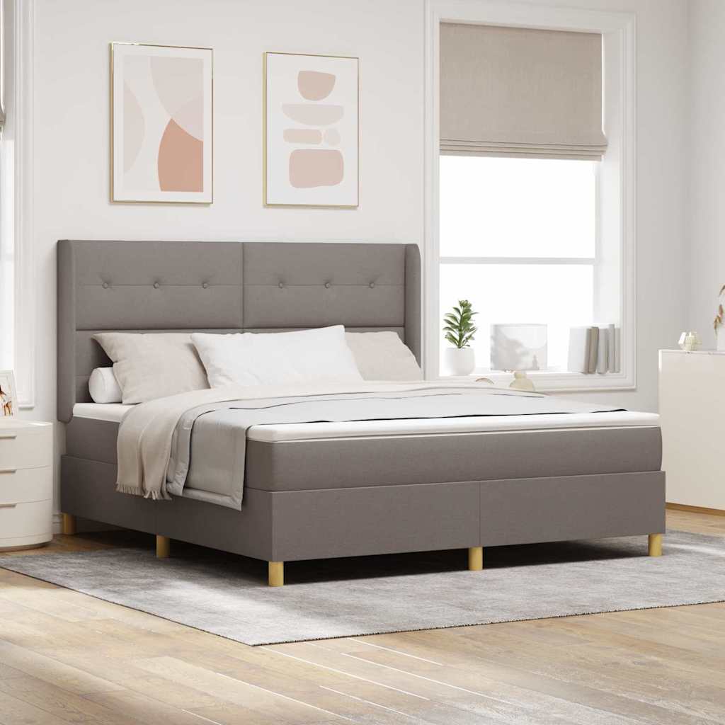 Boxrugós ágy fejtámlával Tópszínű 180 x 200 cm szövet